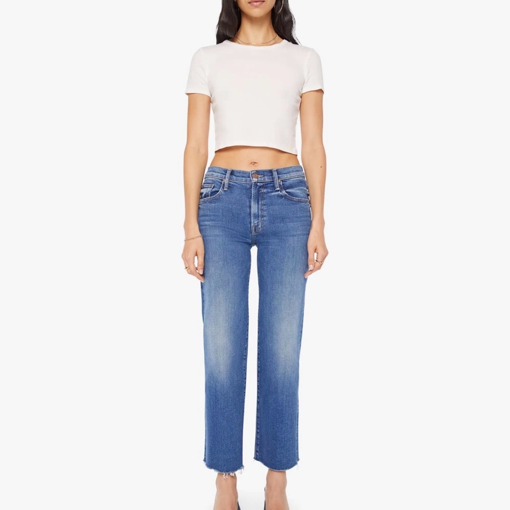 MOTHER Blue Wide Straight Leg Jeans